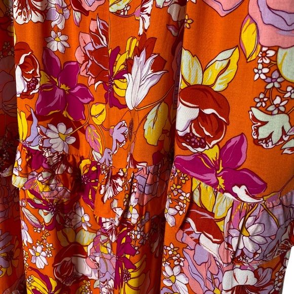 Brand New! Ivy Street Orange Multi Tiered dress with Ties at Shoulder Size 3X - Picture 9 of 11